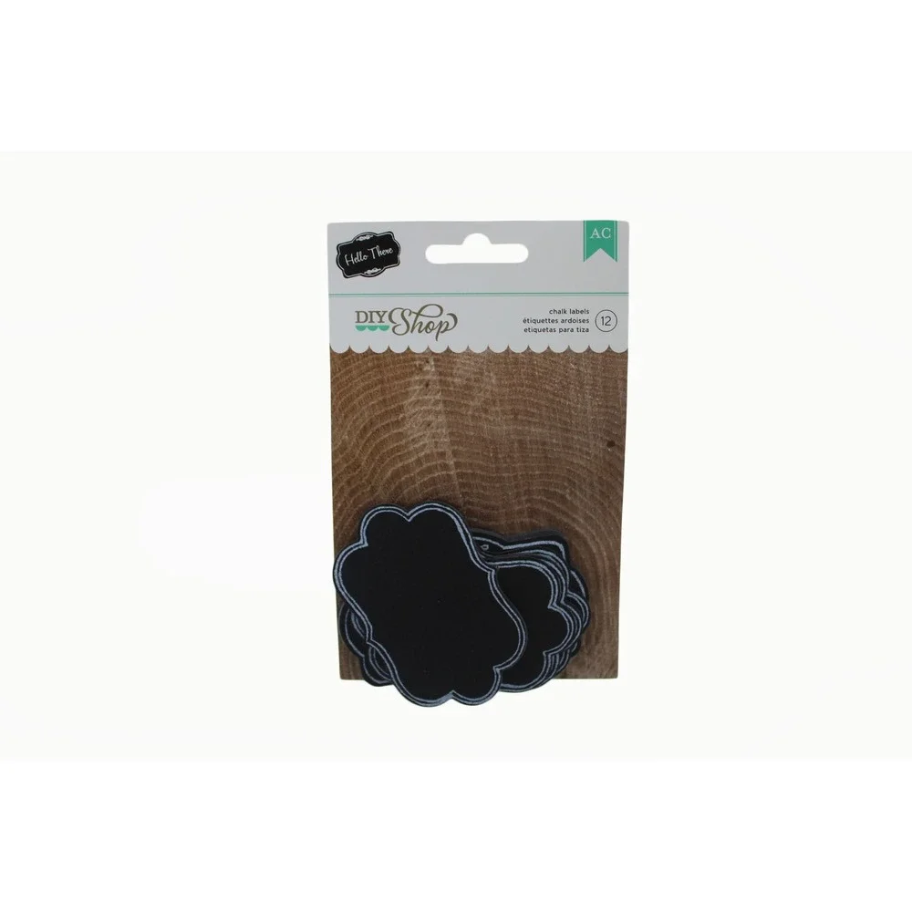 12 Pcs American Crafts DIY Shop Chalk Labels Black Decorative Shapes 3 Pack